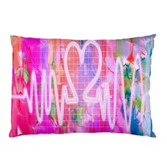 Watercolour Heartbeat Monitor Pillow Case by Simbadda