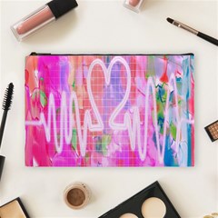 Watercolour Heartbeat Monitor Cosmetic Bag (large)  by Simbadda