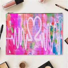 Watercolour Heartbeat Monitor Cosmetic Bag (xl) by Simbadda