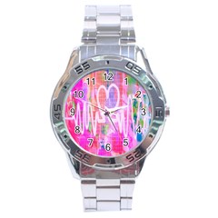 Watercolour Heartbeat Monitor Stainless Steel Analogue Watch by Simbadda