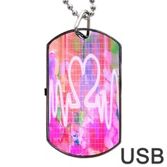 Watercolour Heartbeat Monitor Dog Tag Usb Flash (one Side) by Simbadda