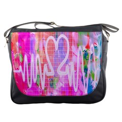 Watercolour Heartbeat Monitor Messenger Bags by Simbadda