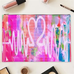 Watercolour Heartbeat Monitor Cosmetic Bag (xxl)  by Simbadda