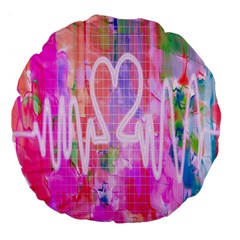 Watercolour Heartbeat Monitor Large 18  Premium Flano Round Cushions by Simbadda