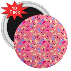 Umbrella Seamless Pattern Pink 3  Magnets (10 Pack)  by Simbadda