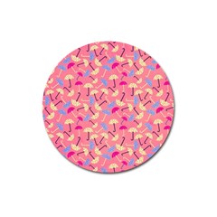 Umbrella Seamless Pattern Pink Magnet 3  (round) by Simbadda