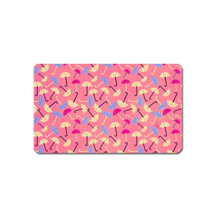 Umbrella Seamless Pattern Pink Magnet (Name Card)