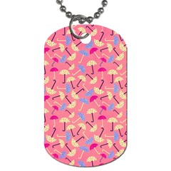 Umbrella Seamless Pattern Pink Dog Tag (one Side) by Simbadda