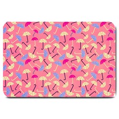 Umbrella Seamless Pattern Pink Large Doormat  by Simbadda