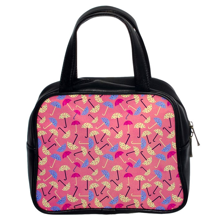 Umbrella Seamless Pattern Pink Classic Handbags (2 Sides)