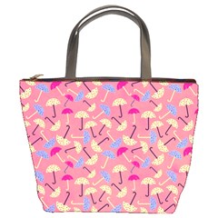 Umbrella Seamless Pattern Pink Bucket Bags by Simbadda