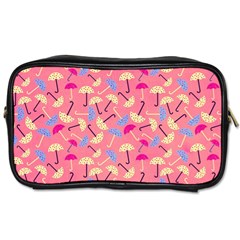 Umbrella Seamless Pattern Pink Toiletries Bags 2-side by Simbadda