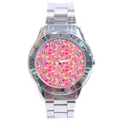 Umbrella Seamless Pattern Pink Stainless Steel Analogue Watch by Simbadda