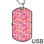 Umbrella Seamless Pattern Pink Dog Tag USB Flash (One Side) Front