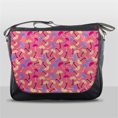 Umbrella Seamless Pattern Pink Messenger Bags by Simbadda