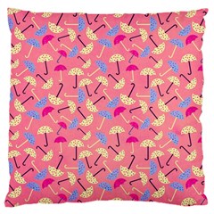 Umbrella Seamless Pattern Pink Large Cushion Case (one Side) by Simbadda