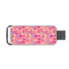 Umbrella Seamless Pattern Pink Portable Usb Flash (one Side) by Simbadda