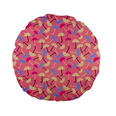 Umbrella Seamless Pattern Pink Standard 15  Premium Round Cushions by Simbadda