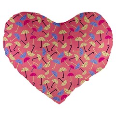 Umbrella Seamless Pattern Pink Large 19  Premium Heart Shape Cushions by Simbadda