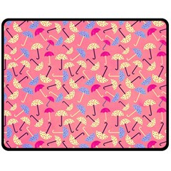 Umbrella Seamless Pattern Pink Double Sided Fleece Blanket (medium)  by Simbadda