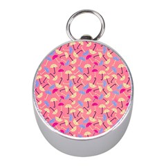 Umbrella Seamless Pattern Pink Mini Silver Compasses by Simbadda