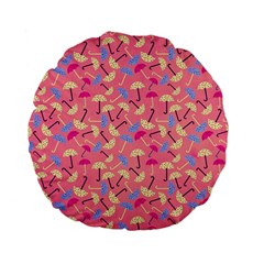 Umbrella Seamless Pattern Pink Standard 15  Premium Flano Round Cushions by Simbadda