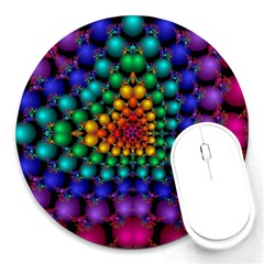 Mirror Fractal Balls On Black Background Round Mousepads by Simbadda