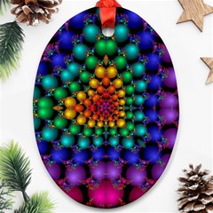 Mirror Fractal Balls On Black Background Ornament (oval) by Simbadda