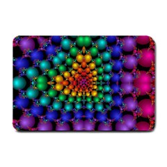 Mirror Fractal Balls On Black Background Small Doormat  by Simbadda