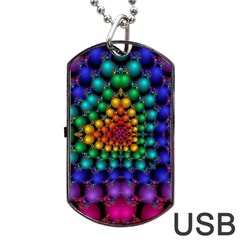 Mirror Fractal Balls On Black Background Dog Tag Usb Flash (one Side) by Simbadda