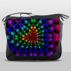 Mirror Fractal Balls On Black Background Messenger Bags by Simbadda