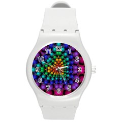 Mirror Fractal Balls On Black Background Round Plastic Sport Watch (m) by Simbadda