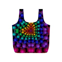 Mirror Fractal Balls On Black Background Full Print Recycle Bags (s)  by Simbadda