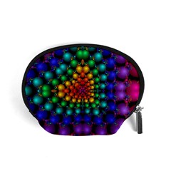 Mirror Fractal Balls On Black Background Accessory Pouches (small)  by Simbadda