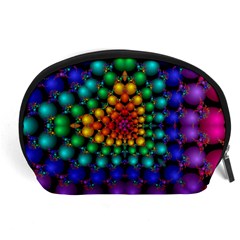 Mirror Fractal Balls On Black Background Accessory Pouches (large)  by Simbadda