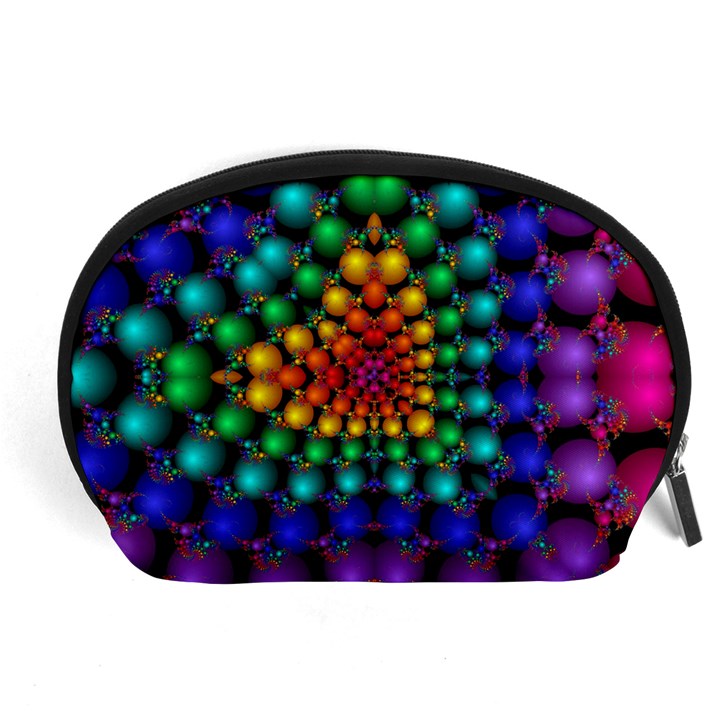 Mirror Fractal Balls On Black Background Accessory Pouches (Large) 