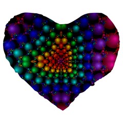 Mirror Fractal Balls On Black Background Large 19  Premium Flano Heart Shape Cushions by Simbadda