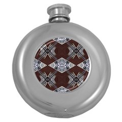 Ladder Against Wall Abstract Alternative Version Round Hip Flask (5 Oz) by Simbadda