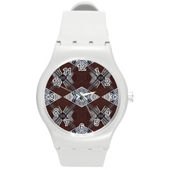 Ladder Against Wall Abstract Alternative Version Round Plastic Sport Watch (m) by Simbadda