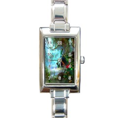 Beautiful Peacock Colorful Rectangle Italian Charm Watch by Simbadda