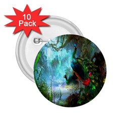 Beautiful Peacock Colorful 2 25  Buttons (10 Pack)  by Simbadda