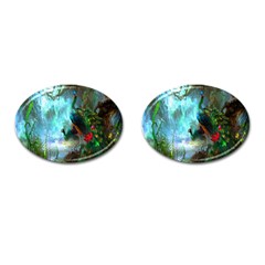 Beautiful Peacock Colorful Cufflinks (oval) by Simbadda