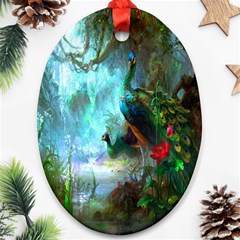 Beautiful Peacock Colorful Oval Ornament (two Sides) by Simbadda