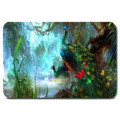 Beautiful Peacock Colorful Large Doormat  by Simbadda