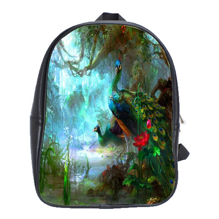 Beautiful Peacock Colorful School Bags(Large) 