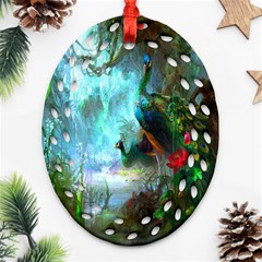 Beautiful Peacock Colorful Ornament (oval Filigree) by Simbadda