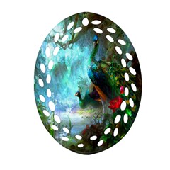 Beautiful Peacock Colorful Oval Filigree Ornament (two Sides) by Simbadda