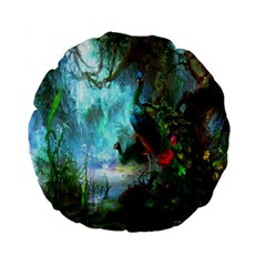 Beautiful Peacock Colorful Standard 15  Premium Flano Round Cushions by Simbadda