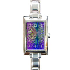 Blue Fractal That Looks Like A Starburst Rectangle Italian Charm Watch by Simbadda