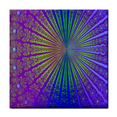 Blue Fractal That Looks Like A Starburst Tile Coasters by Simbadda